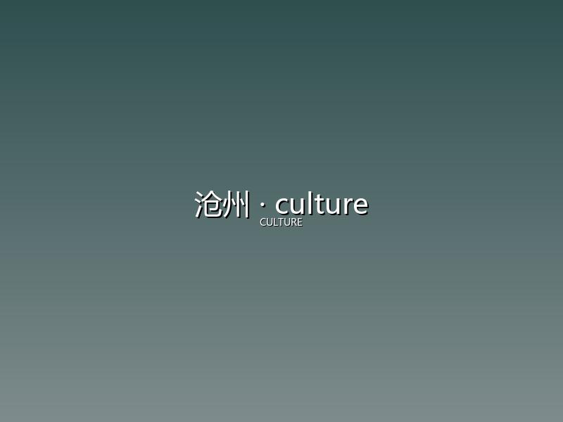 沧州 culture