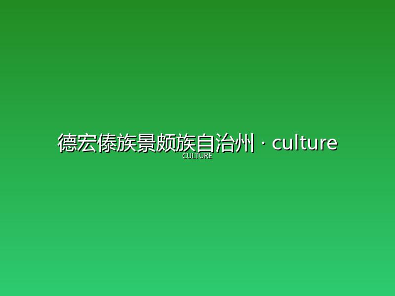 德宏傣族景颇族自治州 culture