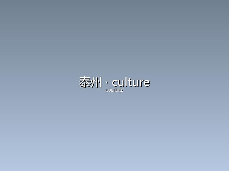 泰州 culture
